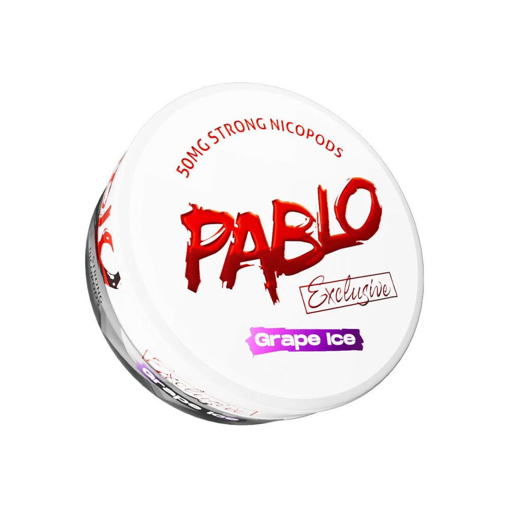 Pablo Exclusive Grape Ice nicotine pouch can, 50mg/g and 30mg per pouch