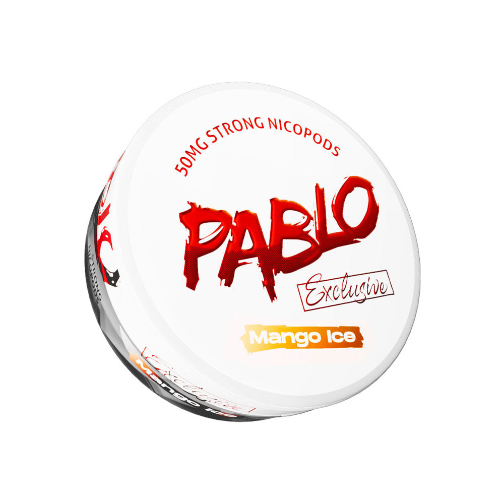Pablo Exclusive Mango Ice nicotine pouch can, 50mg/g and 30mg per pouch