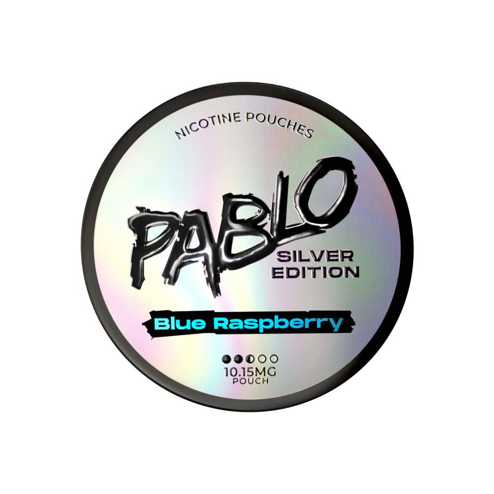 Pablo Silver Edition Blue Raspberry nicotine pouch can, 10.15mg per pouch