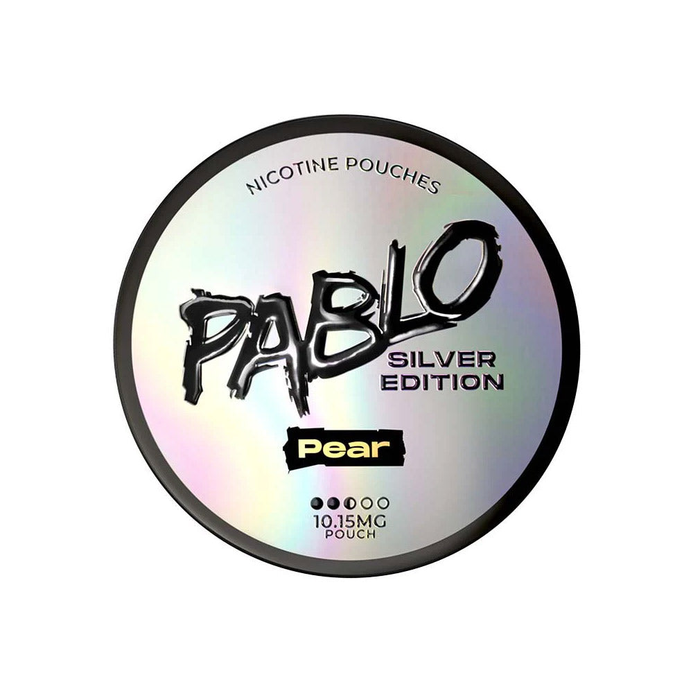 Pablo Silver Edition Pear nicotine pouch can, 10.15mg per pouch