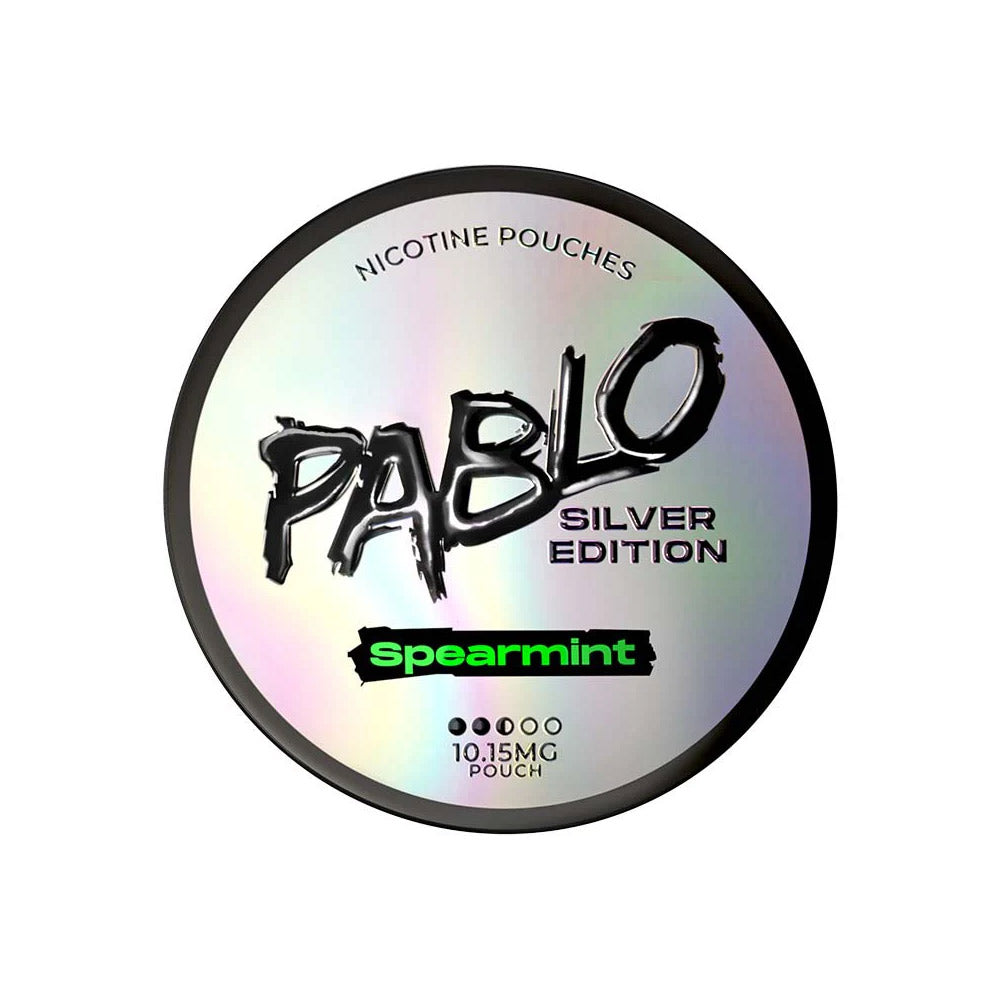 Pablo Silver Edition Spearmint nicotine pouch can, 10.15mg per pouch