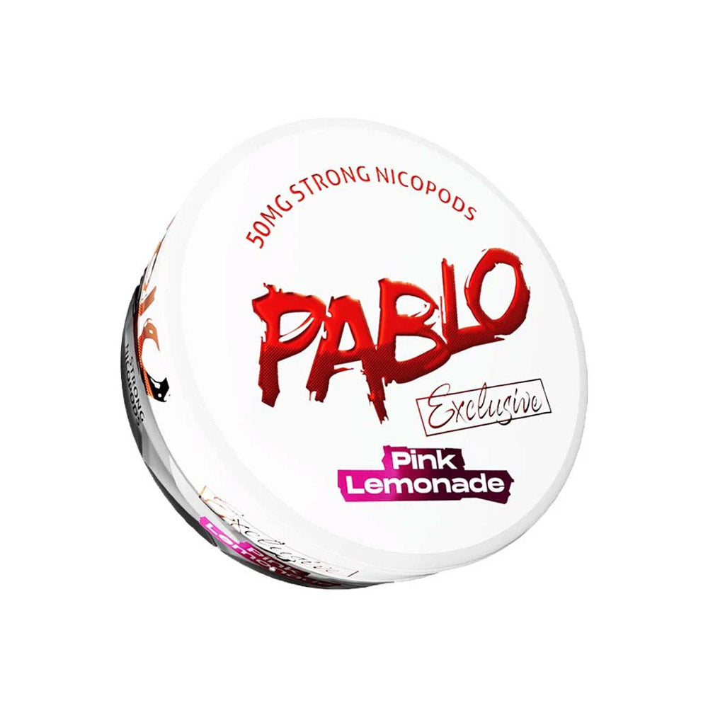 Pablo Exclusive Pink Lemonade nicotine pouch can, 50mg/g and 30mg per pouch
