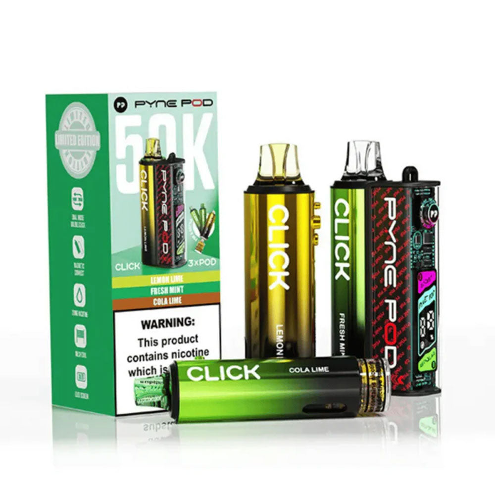 PYNE Pod Click 50K Green Edition prefilled kit with device and three pod refill sets