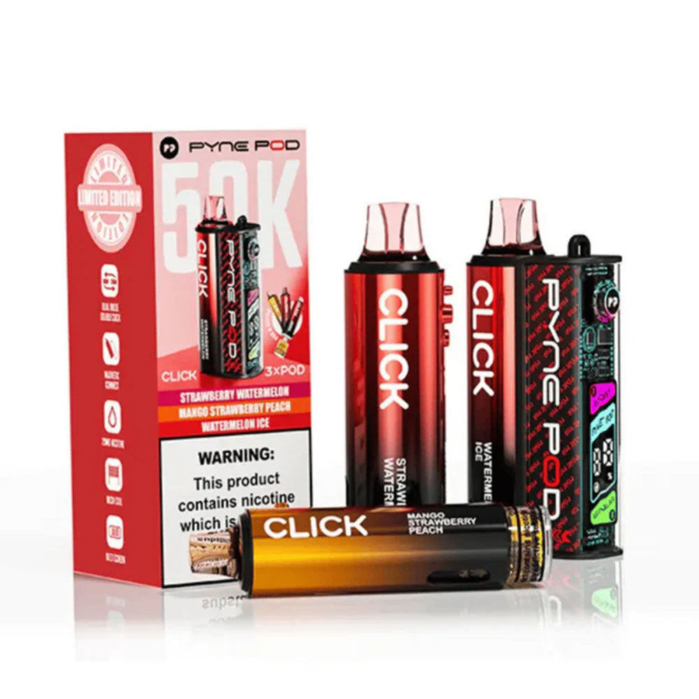 PYNE Pod Click 50K Red Edition prefilled kit with device and three pod refill sets