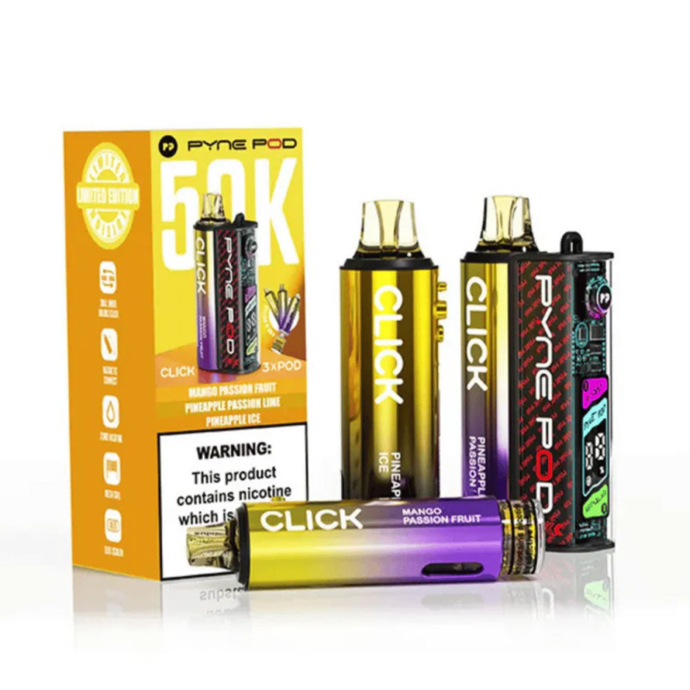 PYNE Pod Click 50K Tropical Edition prefilled kit with device and three pod refill sets