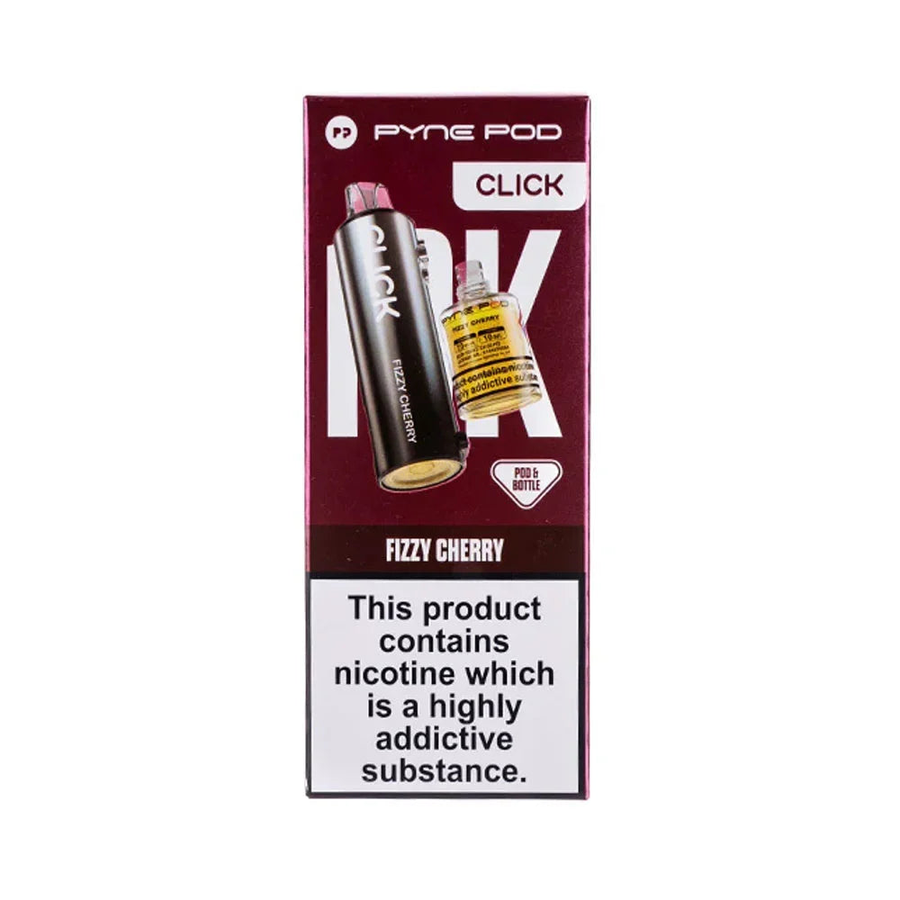 Pyne Pod Click Fizzy Cherry prefilled pod and 10ml refill bottle