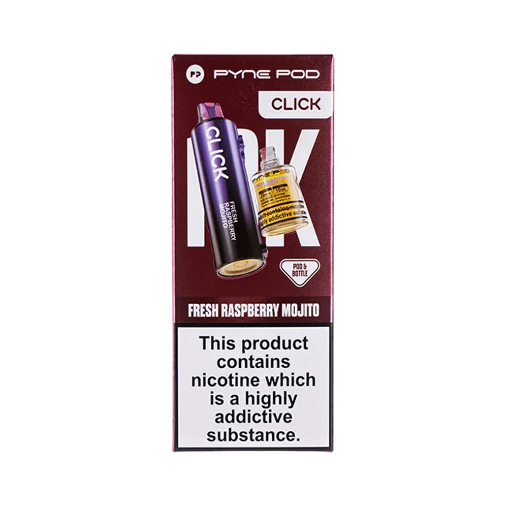 Pyne Pod Click Fresh Raspberry Mojito prefilled pod and 10ml refill bottle