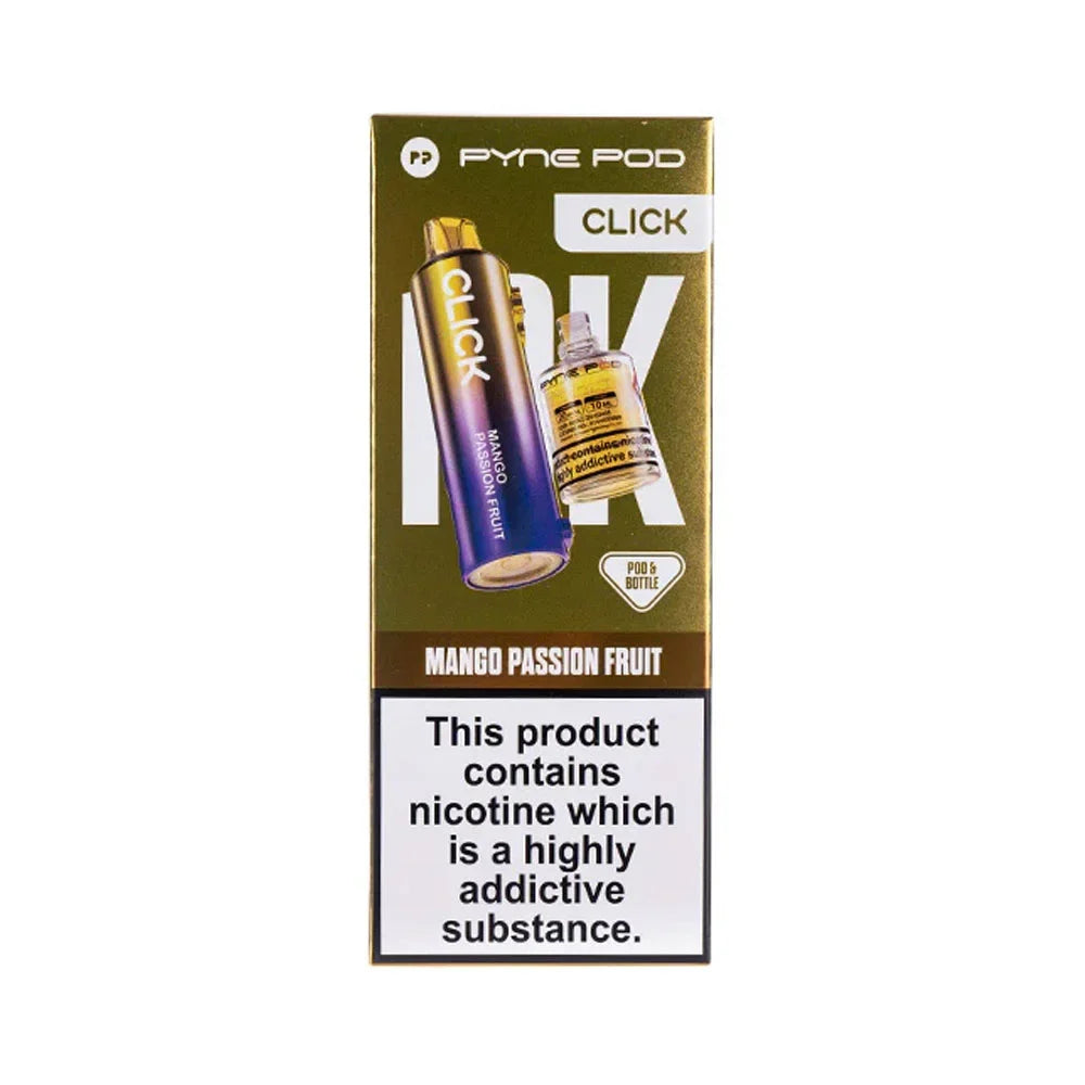 Pyne Pod Click Mango Passion Fruit prefilled pod and 10ml refill bottle