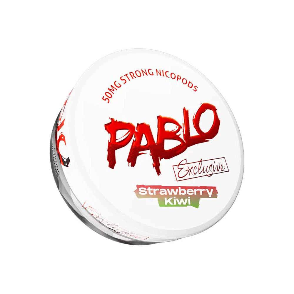 Pablo Exclusive Strawberry Kiwi nicotine pouch can, 50mg/g and 30mg per pouch