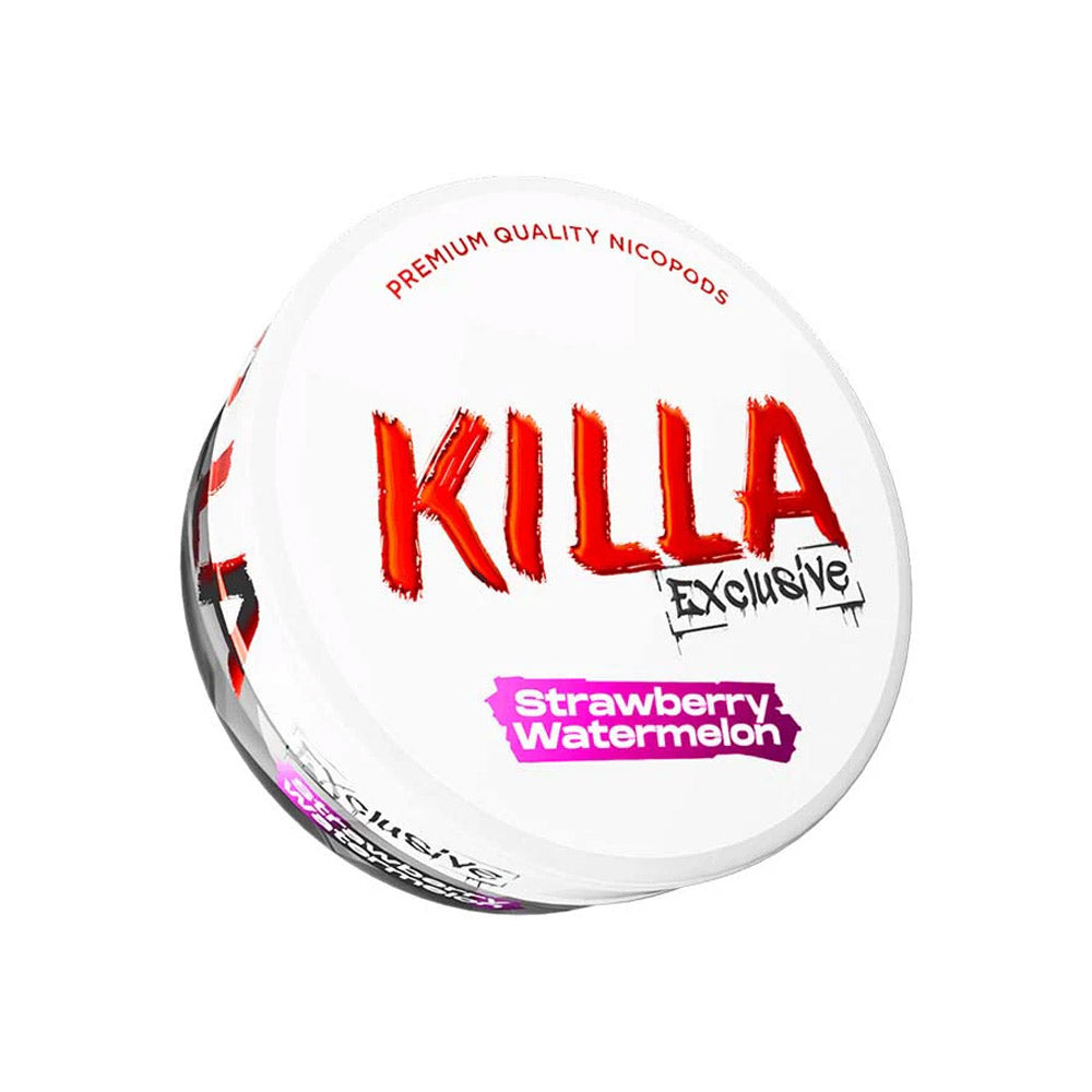 Killa Exclusive Strawberry Watermelon nicotine pouch can, 16.5mg/g and 13.2mg per pouch