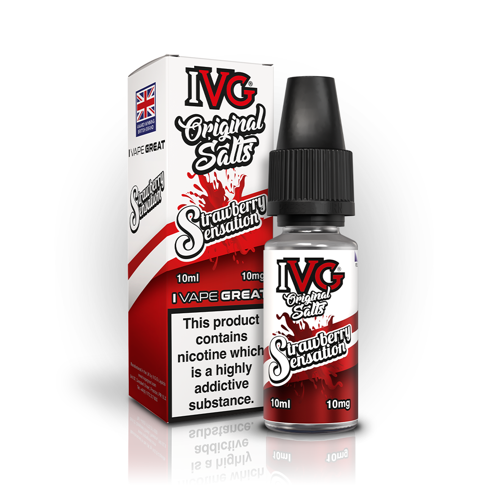 IVG Original Salts Strawberry Sensation 10ml e-liquid bottle labelled 10mg
