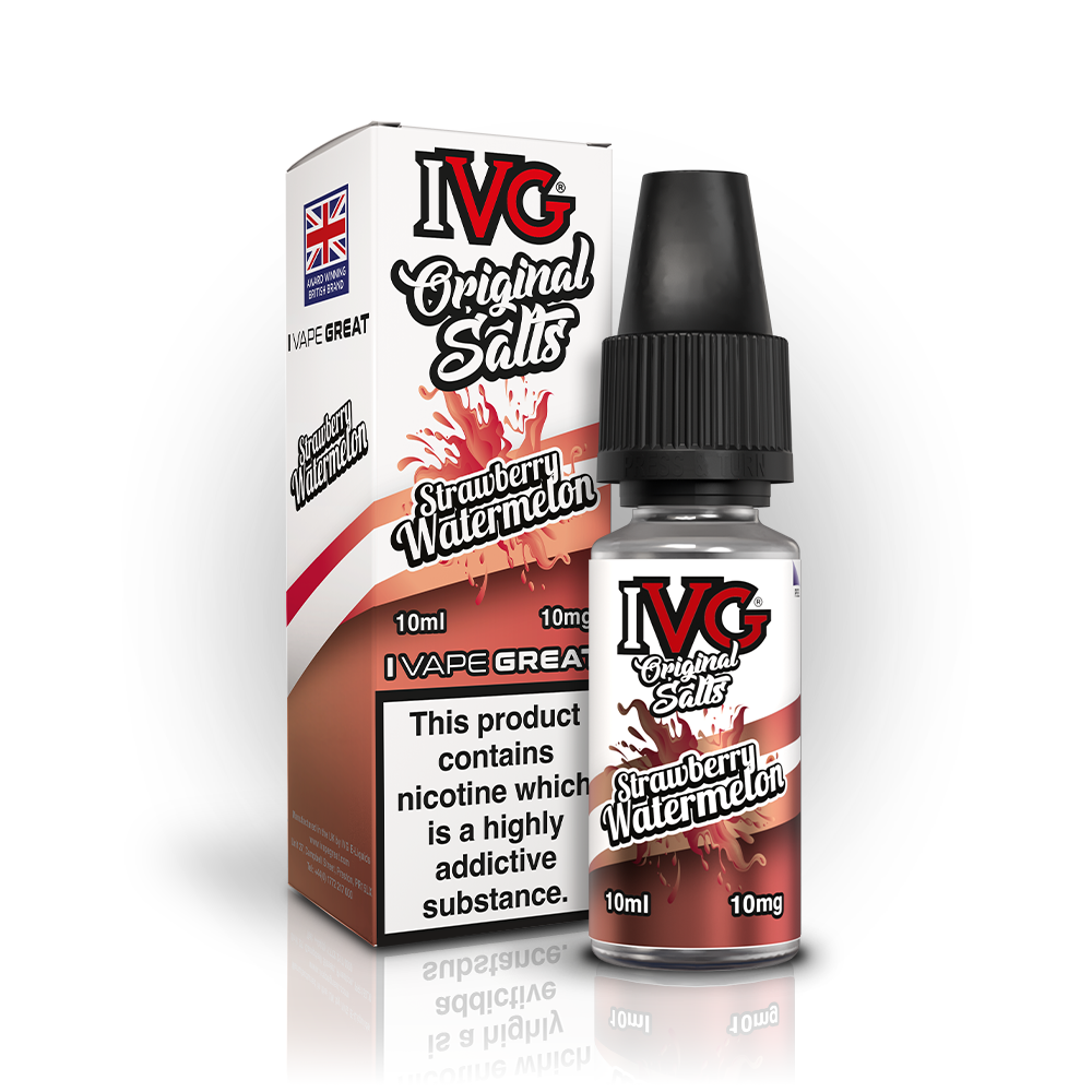 IVG Original Salts Strawberry Watermelon 10ml e-liquid bottle labelled 10mg