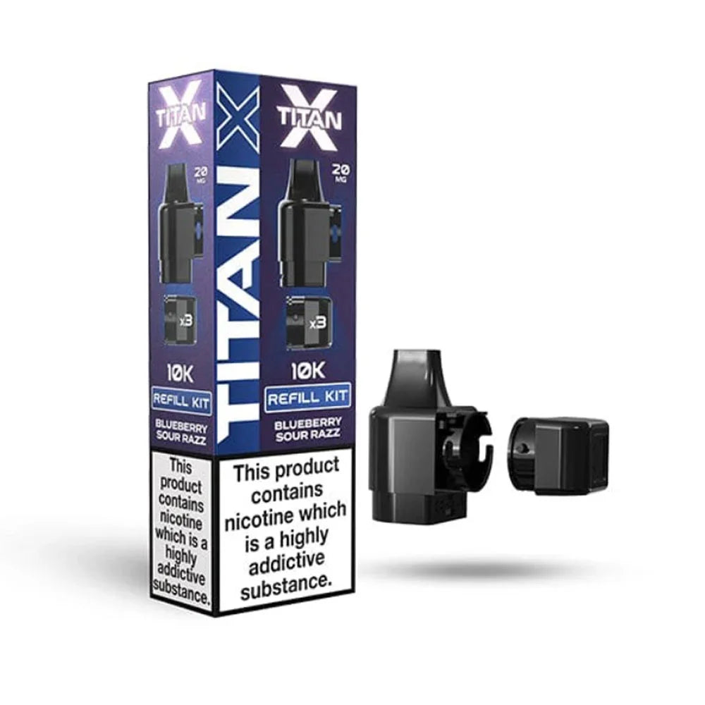 Titan X Blueberry Sour Razz prefilled pod and refill pack