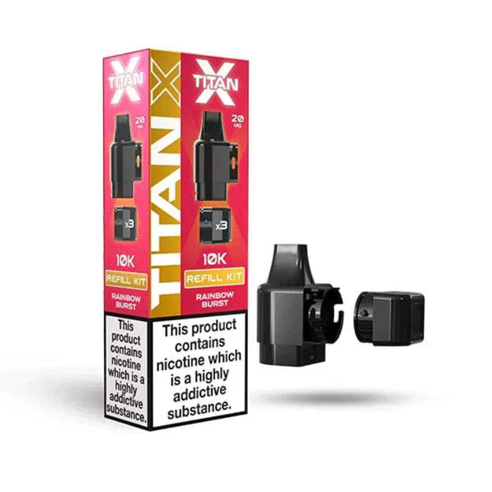Titan X Rainbow Burst prefilled pod and refill pack