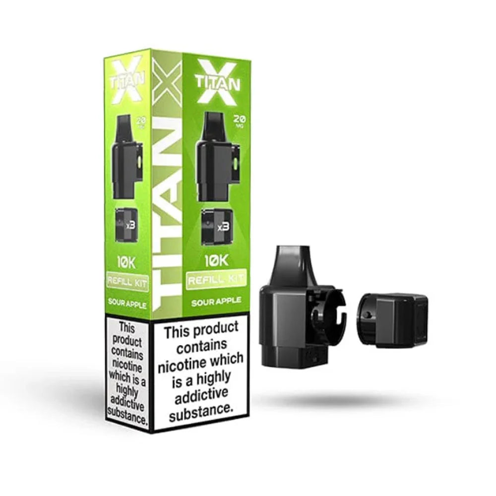 Titan X Sour Apple prefilled pod and refill pack