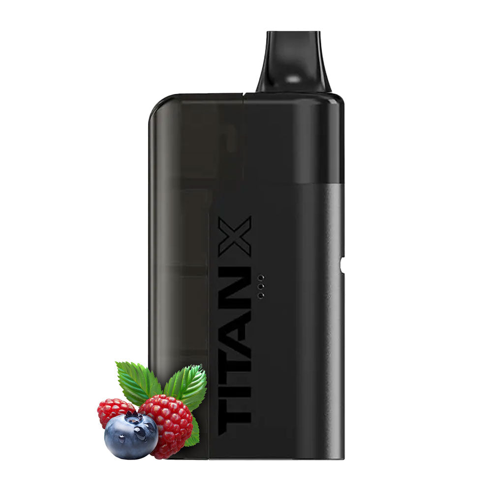 Titan X Blueberry Sour Razz prefilled pod kit with device