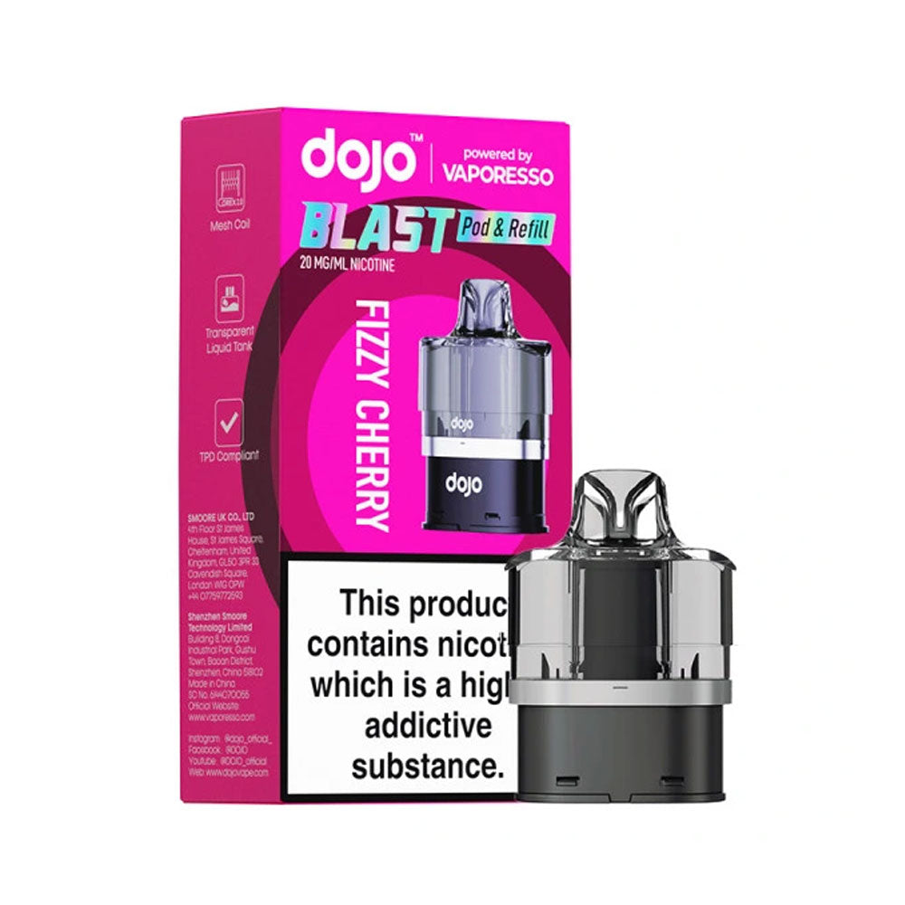 DOJO Blast 6000 Fizzy Cherry 20mg pod and refill retail pack