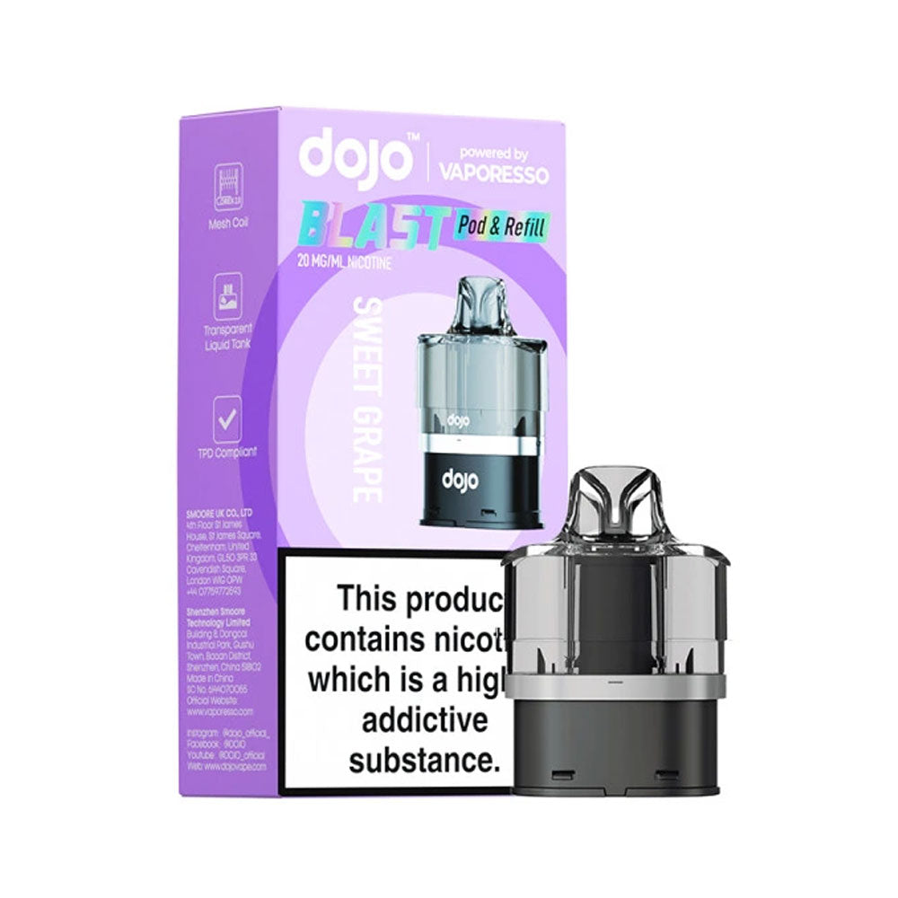 DOJO Blast 6000 Sweet Grape 20mg pod and refill retail pack