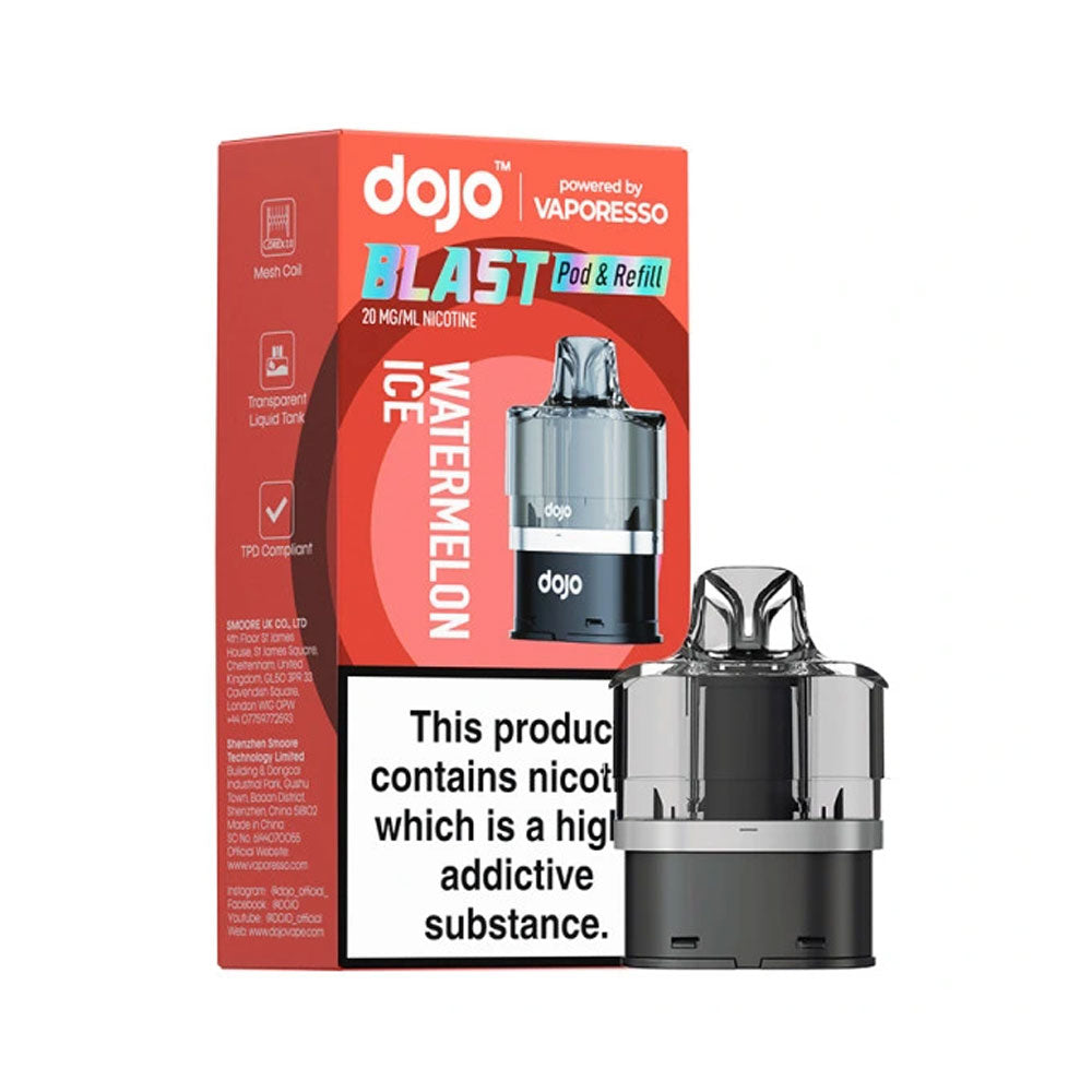 DOJO Blast 6000 Watermelon Ice 20mg pod and refill retail pack