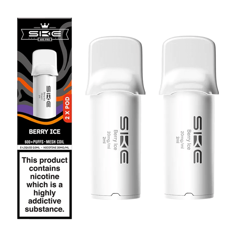SKE Crystal 600 Pro Berry Ice prefilled replacement pods, two-pack retail carton with two cartridges