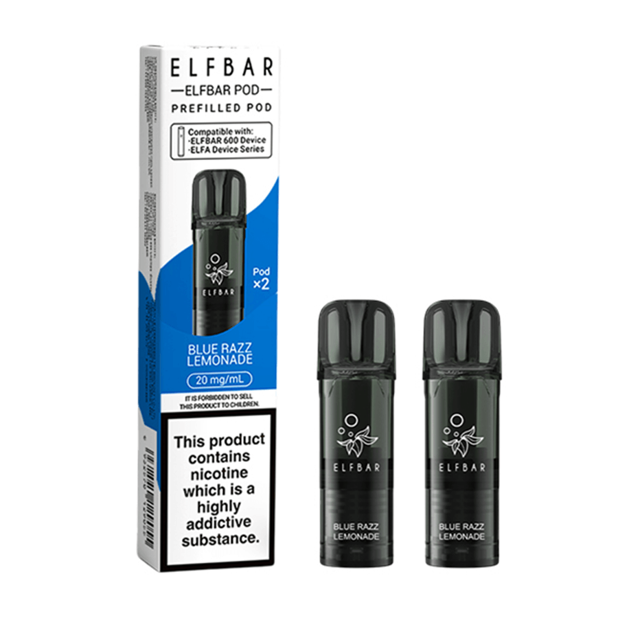 Elf Bar 600 Blue Razz Lemonade replacement prefilled pods two-pack
