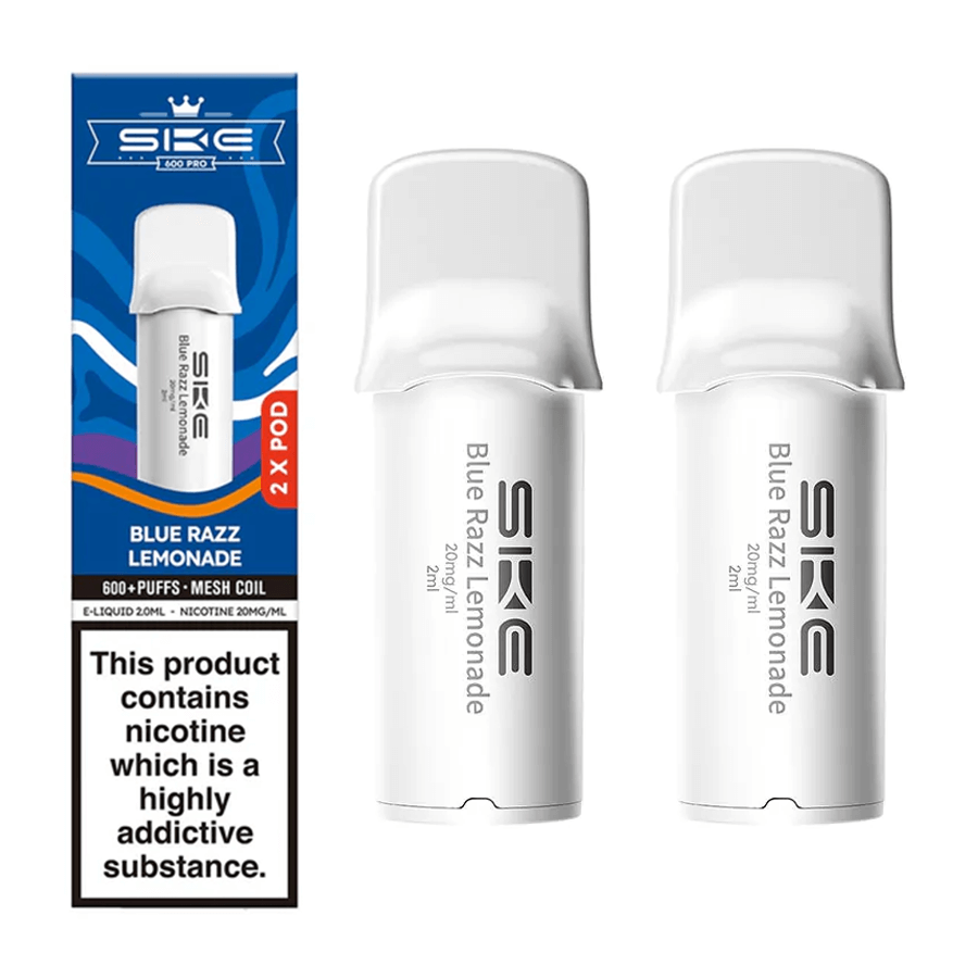 SKE Crystal 600 Pro Blue Razz Lemonade prefilled replacement pods, two-pack retail carton with two cartridges