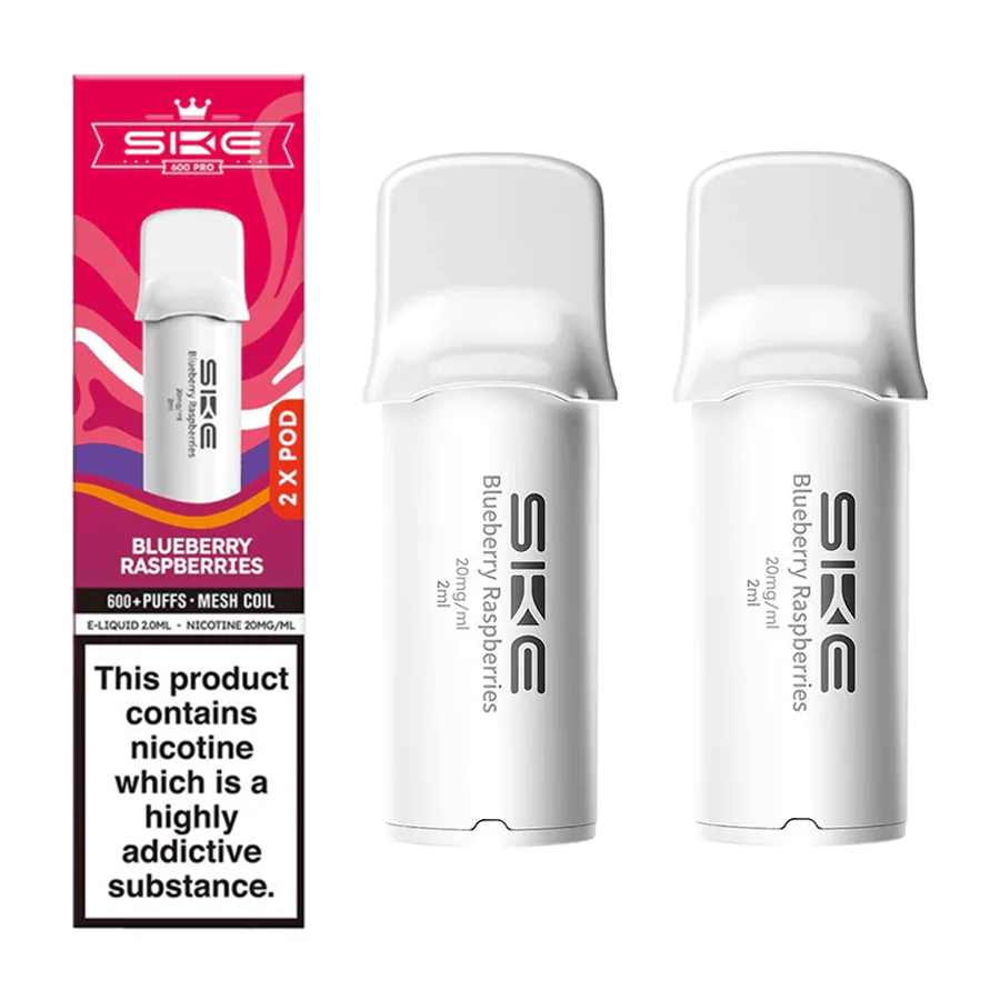 SKE 600 Pro Blueberry Raspberries prefilled pods two pack with both pods and retail box
