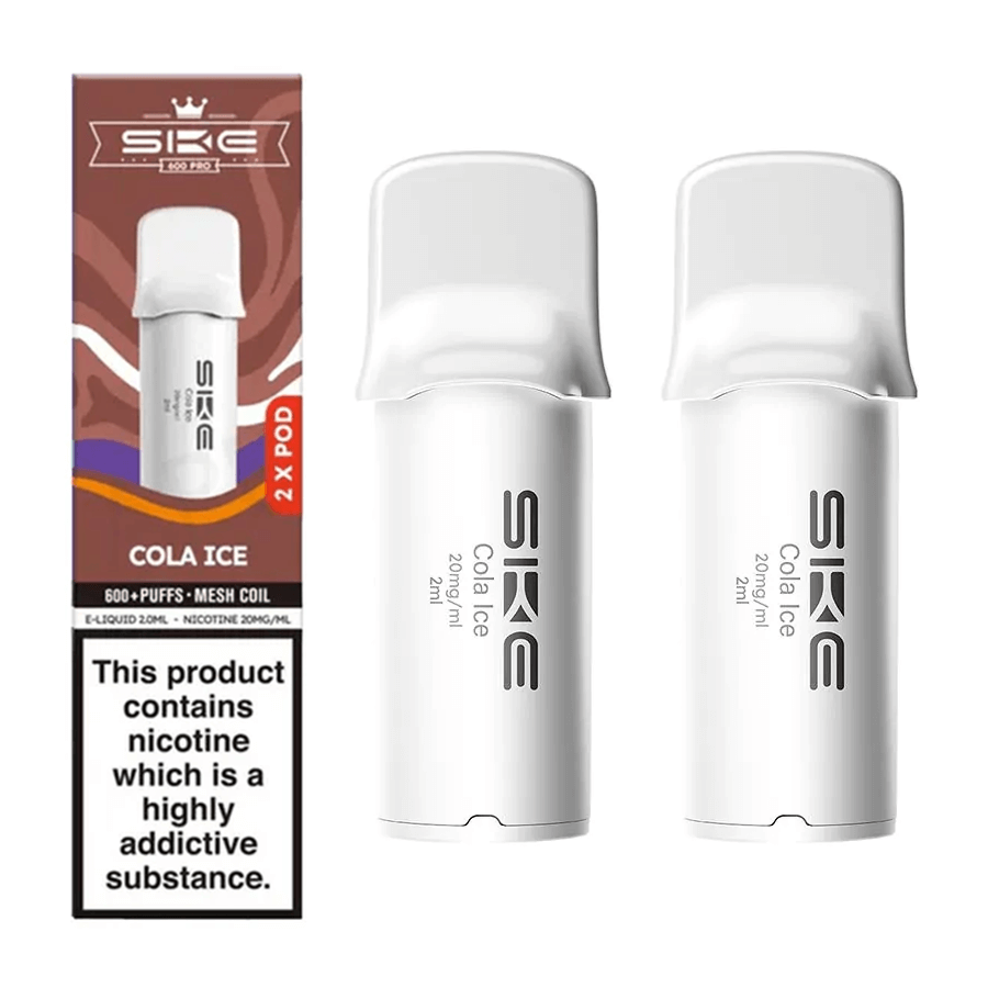 SKE Crystal 600 Pro Cola Ice prefilled replacement pods, two-pack retail carton with two cartridges