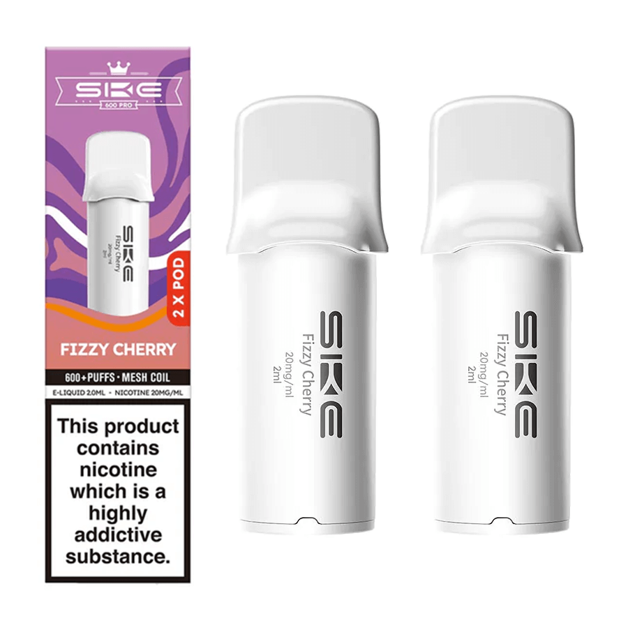 SKE 600 Pro Fizzy Cherry prefilled pods two pack with both pods and retail box