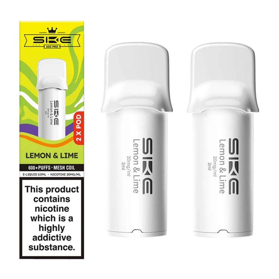 SKE 600 Pro Lemon & Lime prefilled pods two pack with both pods and retail box