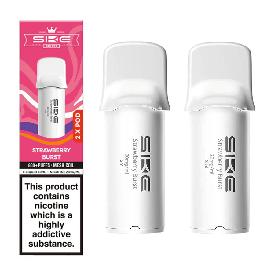 SKE 600 Pro Strawberry Burst prefilled pods two pack with both pods and retail box
