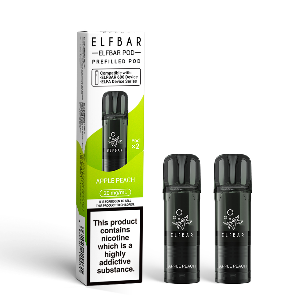 Elf Bar 600 Apple Peach replacement prefilled pods two-pack