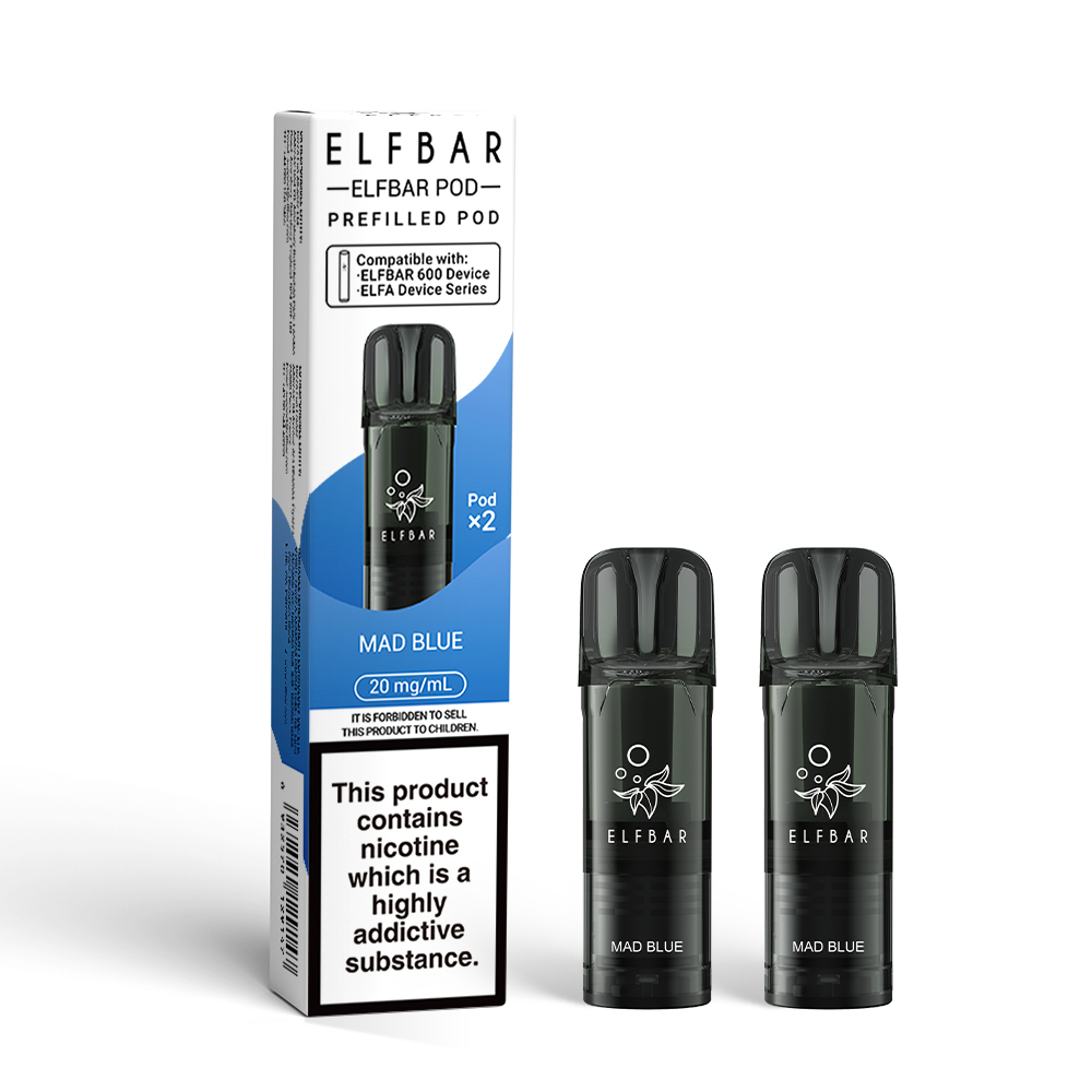 Elf Bar 600 Mad Blue replacement prefilled pods two-pack