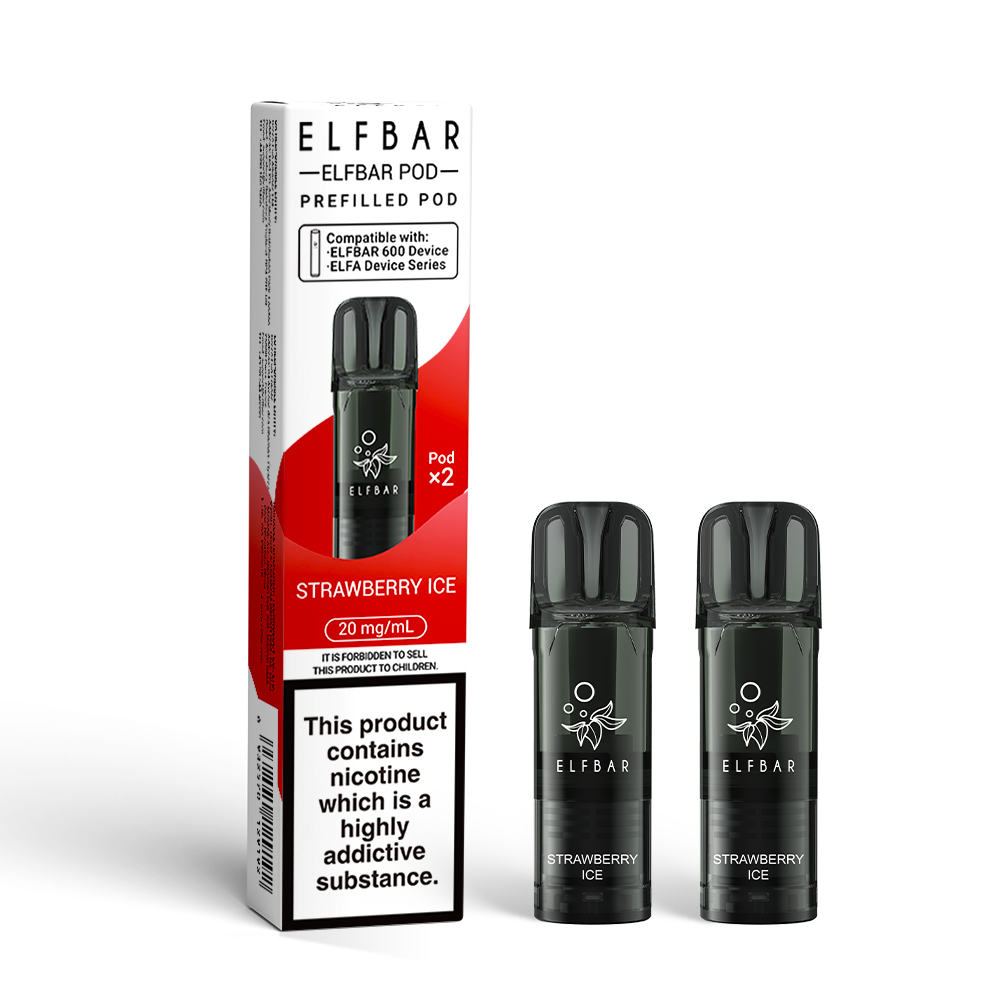 Elf Bar 600 Strawberry Ice replacement prefilled pods two-pack