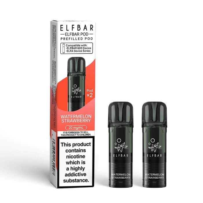 Elf Bar 600 Watermelon Strawberry replacement prefilled pods two-pack