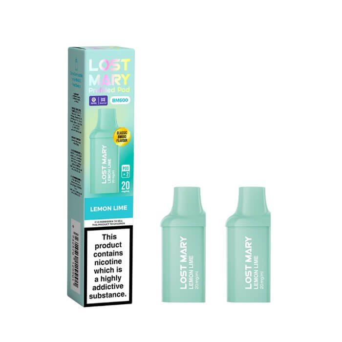 Lost Mary BM600 Lemon Lime prefilled replacement pods, pack of two
