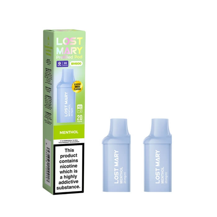 Lost Mary BM600 Menthol prefilled replacement pods, pack of two