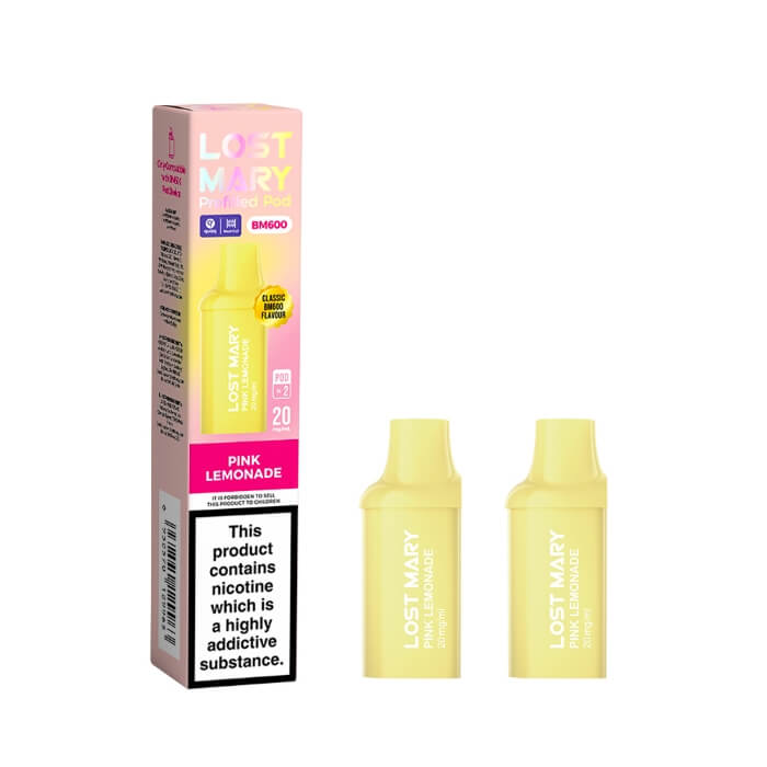Lost Mary BM600 Pink Lemonade prefilled replacement pods, pack of two