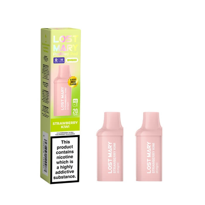 Lost Mary BM600 Strawberry Kiwi prefilled replacement pods, pack of two