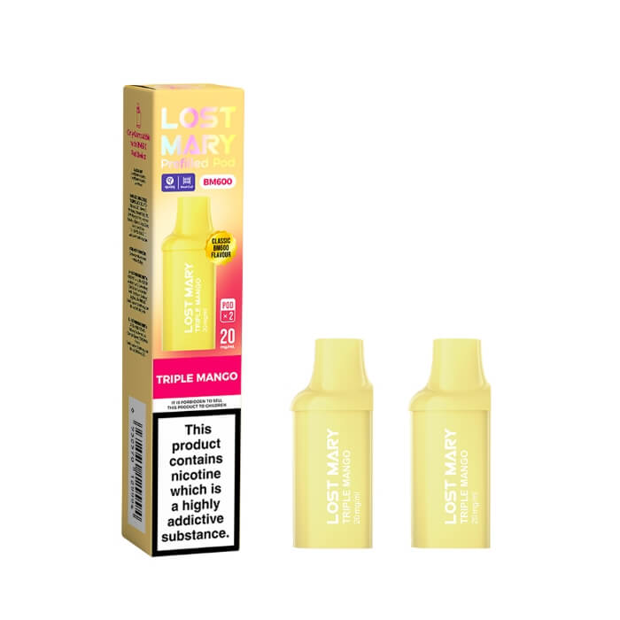 Lost Mary BM600 Triple Mango prefilled replacement pods, pack of two